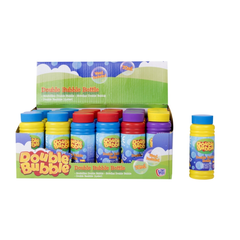 HTI Double Bubble Bottle Assorted Colours 70ml 30PP3 | Fun Bubble Solution with Wand | Outdoor Play