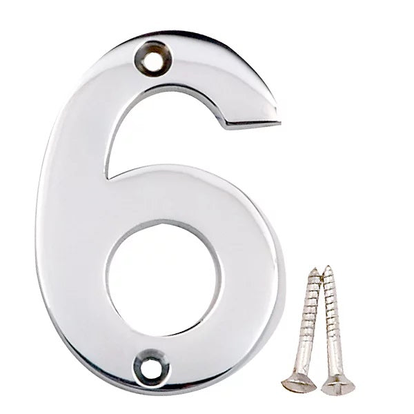 Best Hardware Brass House Number 6 Chrome 75mm 40459