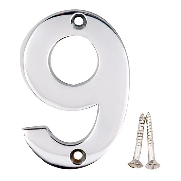 Best Hardware Brass House Number 9 Chrome 75mm 40462