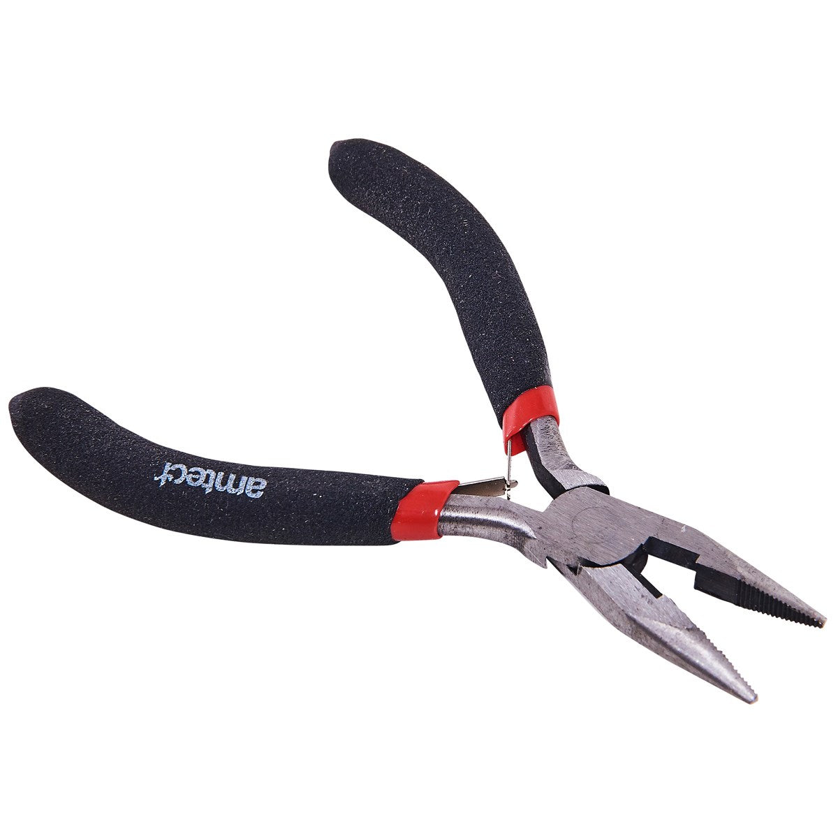 Am-Tech Mini Long Nose Plier Red and Black B3186 |  Drop Forged Heat Treated Steel | Non Slip Grip | Spring Loaded