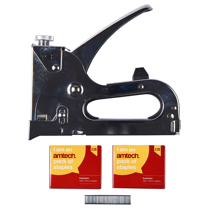 Amtech Heavy Duty 3 Way Staple Gun Chrome B3725 | Fits 8mm-14mm Staples | Adjustable Nose Depth | Chrome Plated Body