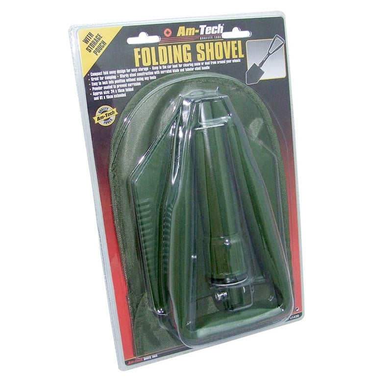 Amtech Folding Shovel with Storage Pouch Green U1420