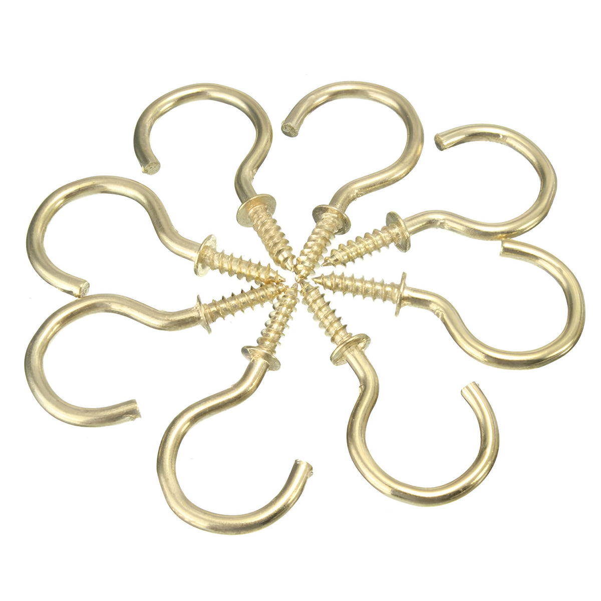 Shouldered Cup Hooks Brass Plated 25mm Pack of 10 30579