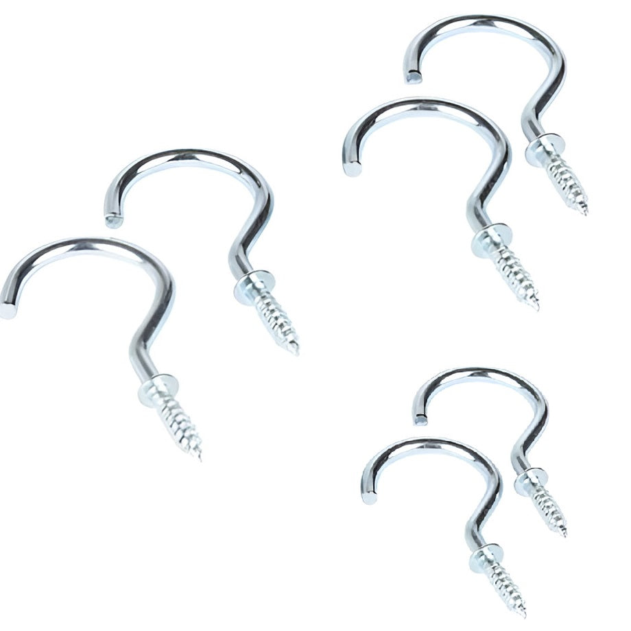 Shouldered Cup Hooks Chrome Plated 38mm Pack of 6 30595