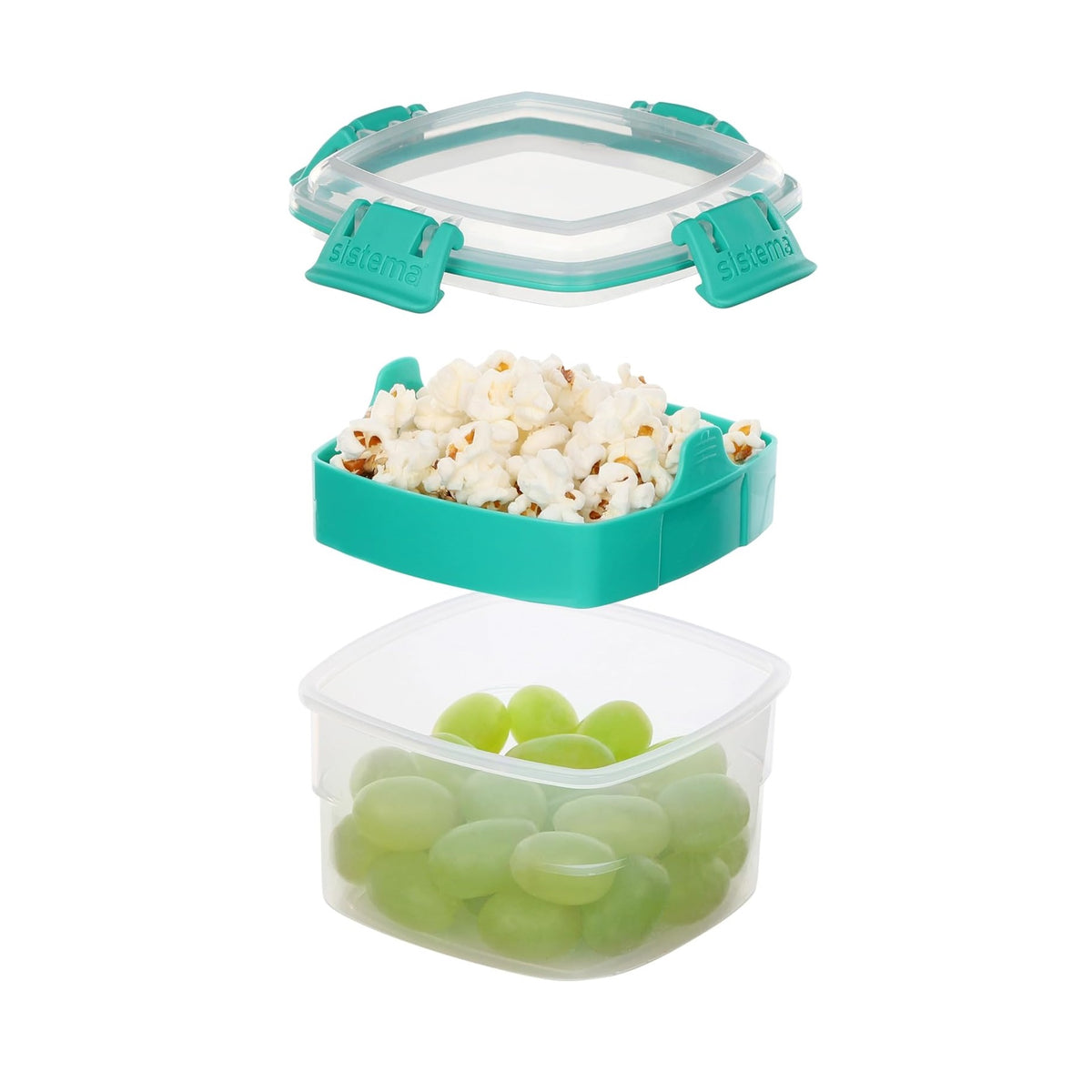 Sistema To Go Clip-Lid Snack Container Assorted Colour 400ml 21320 | BPA-Free | Portable Food Storage Box