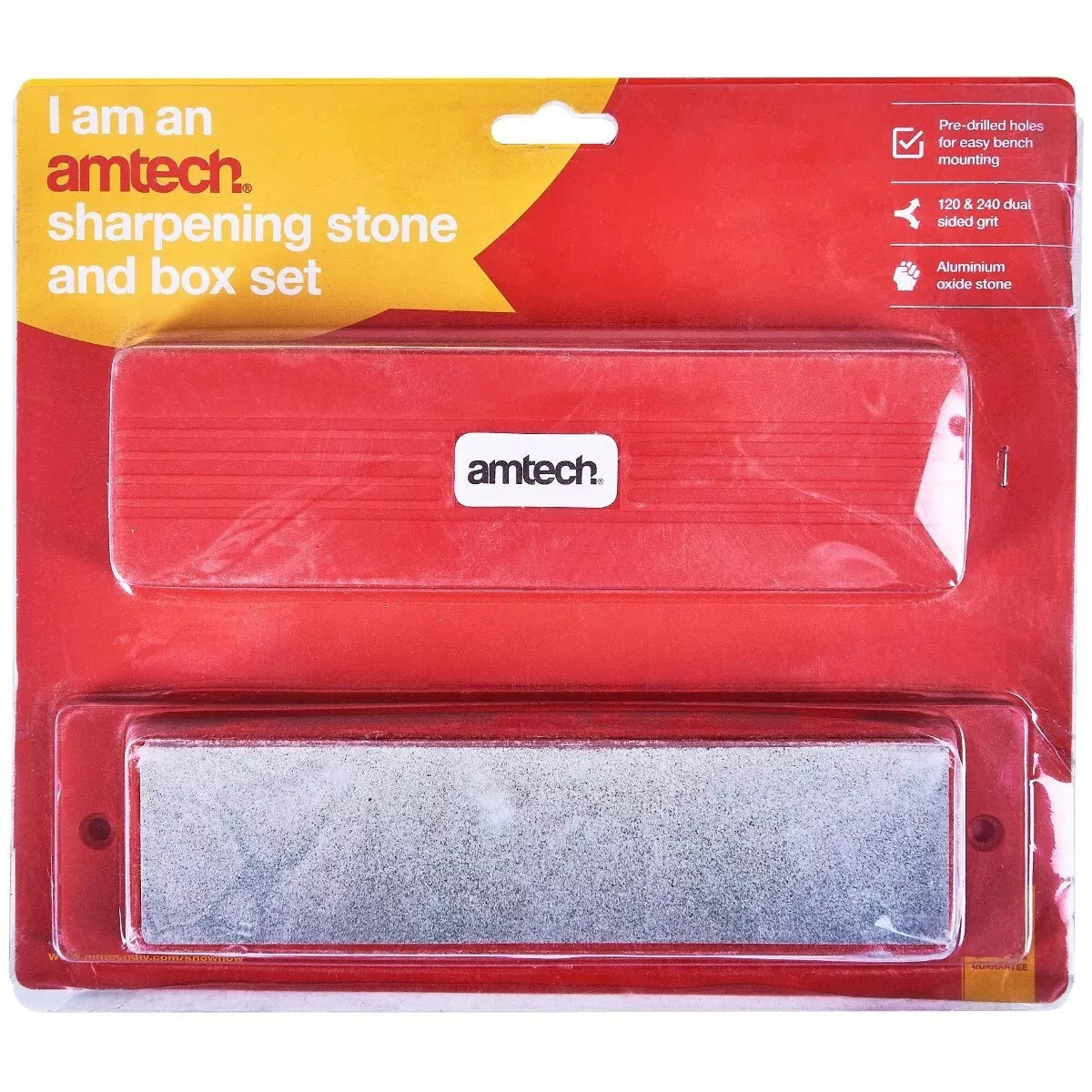 Amtech Sharpening Stone and Box Set Red and Silver 8-Inch E2010