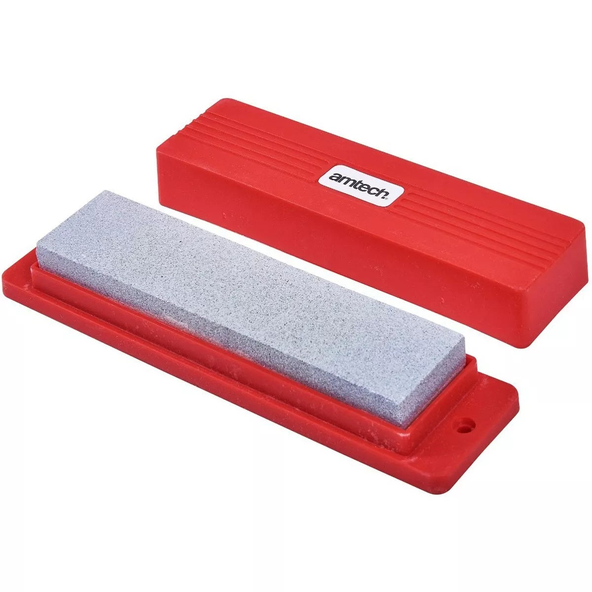 Amtech Sharpening Stone and Box Set Red and Silver 8-Inch E2010