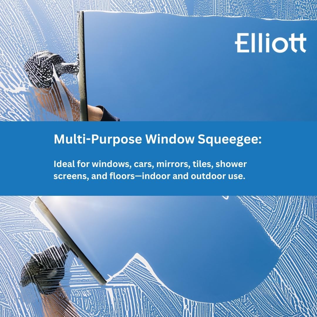 Elliot Multi-Purpose Plastic Window Squeegee with Rubber Blade Grey 30cm EL4430-H | Streak-Free | Glass Cleaner for Windows-Mirrors-Tiles and Shower Screens