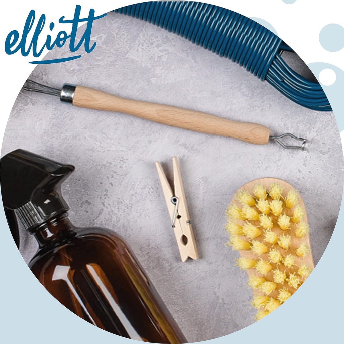 Elliott Birchwood Clothes Durable Wooden Pegs Brown 7.2cm x 1.2cm Pack of 36 ELCP0036 | Pegs with Stainless Steel Spring | Recyclable and Mark-Free | Ideal for Laundry Drying and Everyday Use