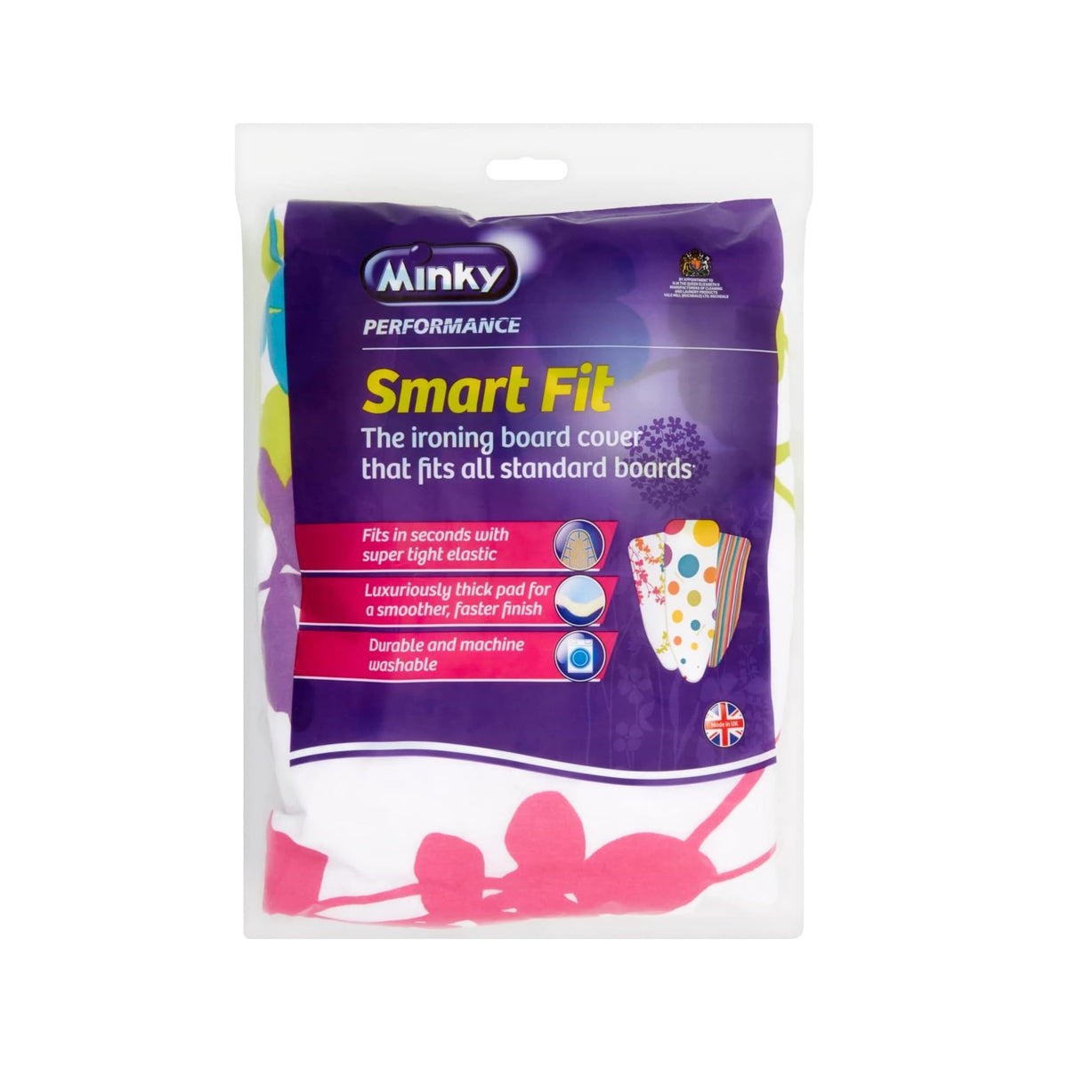 Minky Smart Fit Ironing Board Cover Assorted Colour 49-Inch x 18-Inch PP23004106 | Universal Fit | Thick Pad | Elasticated | Machine Washable