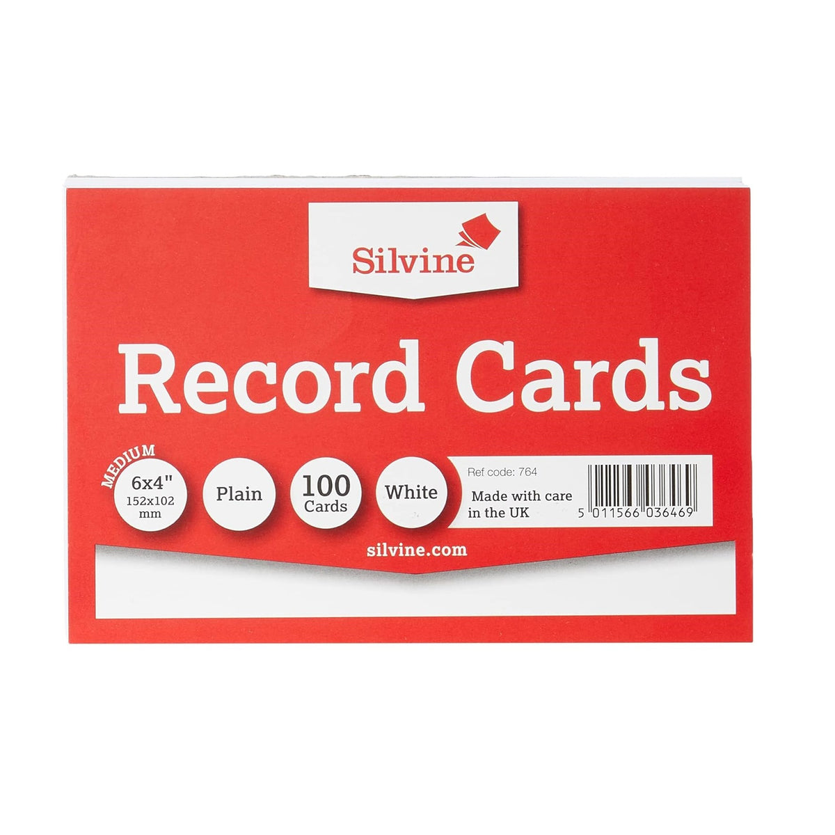 Silvine Record Cards Set Assorted Colours 6-Inch x 4-Inch Pack of 100 764 | Note Cards for Study-Revision and Organization | Perfect for School Classrooms and Office Note Taking
