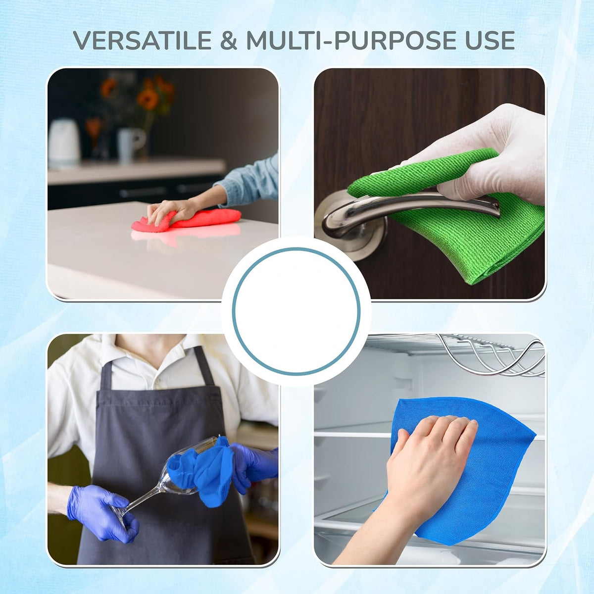 Tonkita Multi-Purpose Microfibre Cleaning Cloths With Extra Cleaning Power Assorted Colours Pack of 6 TK28613 | Super Absorbent | Ideal for All Surfaces