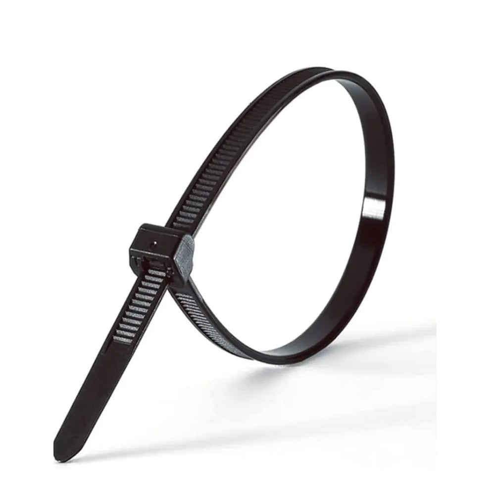 Green Jem Releasable and Reusable Cable Ties Black 400mm x 8mm Pack of 10 HW10QR400B | Loop Tensile Strength 48Kg | Simple to Install and Release