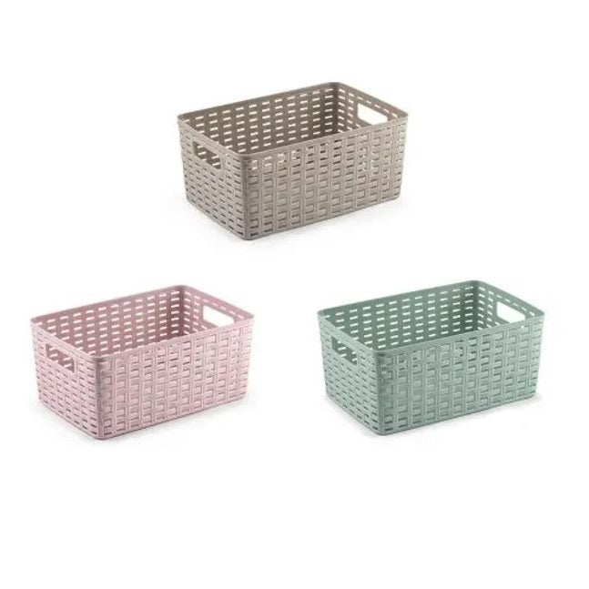 PlasticForte No.2 Rattan Basket Assorted 6Ltr 20cm x 29.5cm x 13cm 118271A