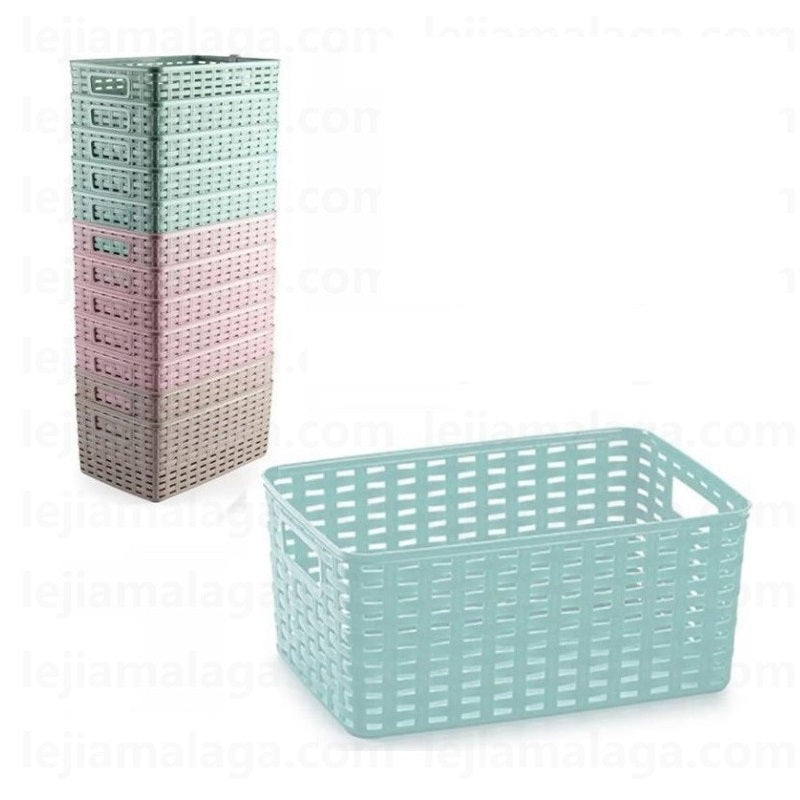 PlasticForte No.2 Rattan Basket Assorted 6Ltr 20cm x 29.5cm x 13cm 118271A
