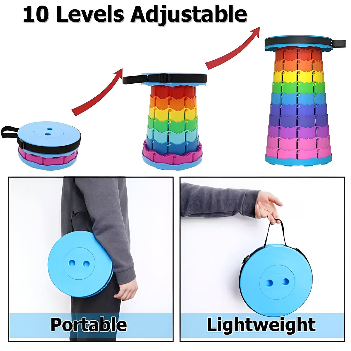 Redwood Leisure Rainbow Portable Collapsible Stool Multicolour FC091 | Variety of Uses | Light to Carry