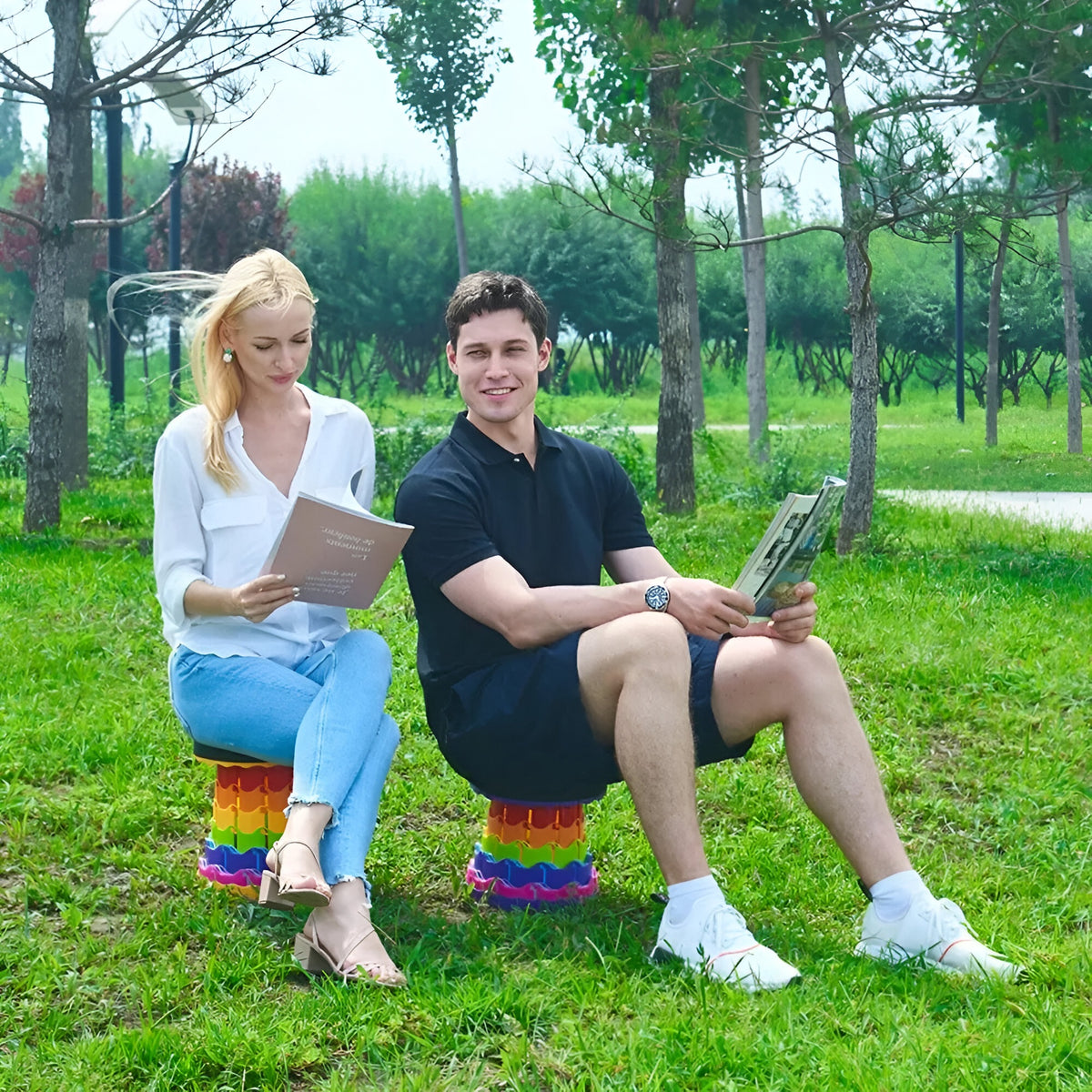 Redwood Leisure Rainbow Portable Collapsible Stool Multicolour FC091 | Variety of Uses | Light to Carry