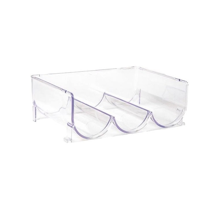 PlasticForte Plastic Triple Bottle Holder for Fridge and Pantry Clear 20.5cm x 29cm x 10.2cm 15106 | Organizer for Soda-Beer and Drinks
