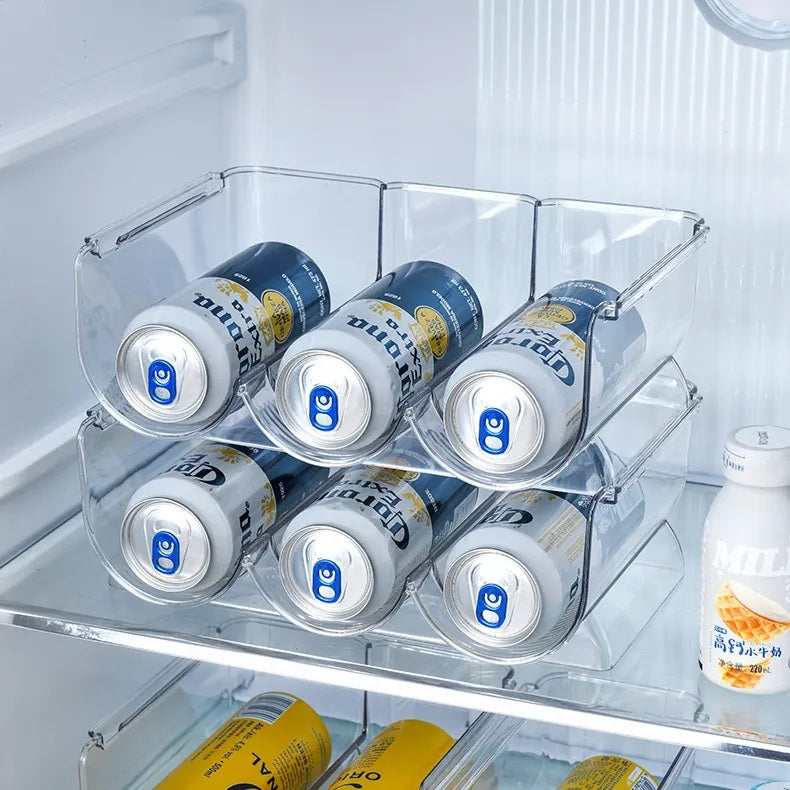 PlasticForte Plastic Triple Bottle Holder for Fridge and Pantry Clear 20.5cm x 29cm x 10.2cm 15106 | Organizer for Soda-Beer and Drinks