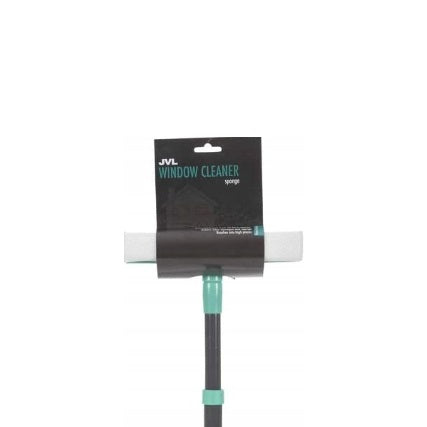JVL Extendable Sponge Window Cleaner Turquoise 20-041TQ | Extendable Pole From 52-92cm Approx | Rubber Edge Squeegee and Sponge | Reaches into High Places