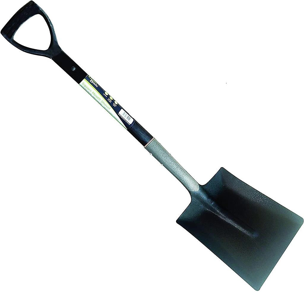 Green Blade Multi-purpose Heavy-Duty Square Mouth Shovel with D-Handle Black GS150 | Sturdy Carbon Steel Construction | With Plastic Coated Finish | For Gardening-Landscaping and Construction Work