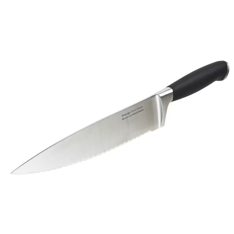 Prestige Dura Sharp Chef Knife Silver and Black 8-Inch 46926 | Soft Touch Non Slip Handle | Made From High Quality Japanese Steel | Micro Serrated Blade