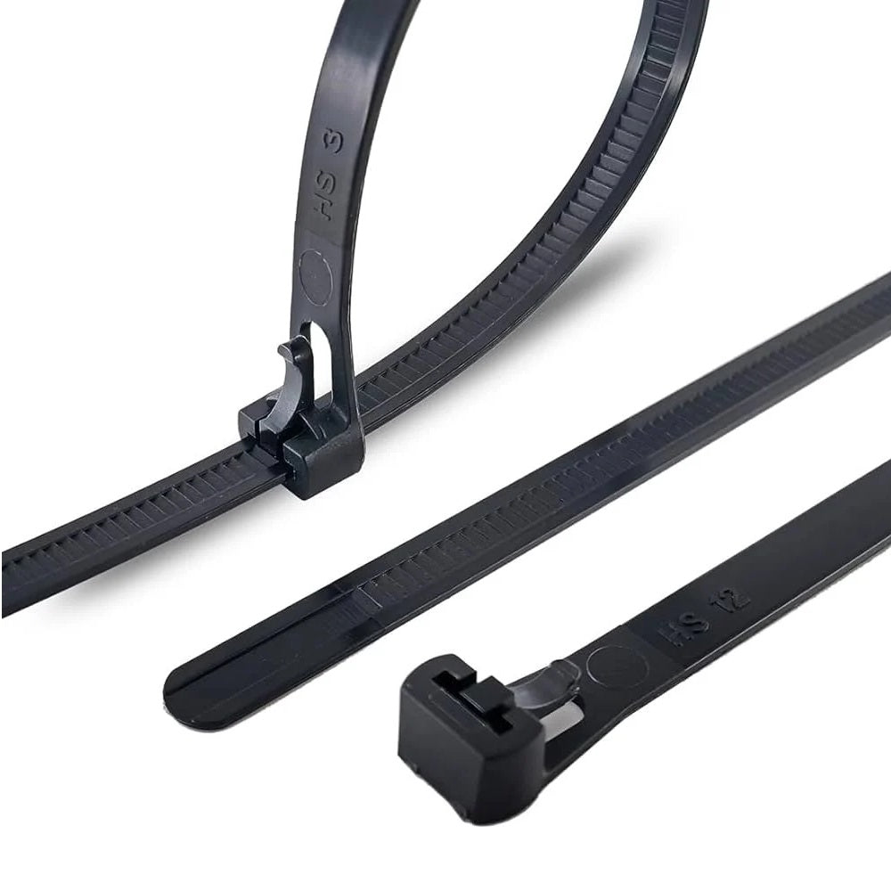 Green Jem Releasable and Reusable Cable Ties Black 300mm x 8mm Pack of 10 HW10QR300B | Loop Tensile Strength 48Kg | Simple to Install and Release