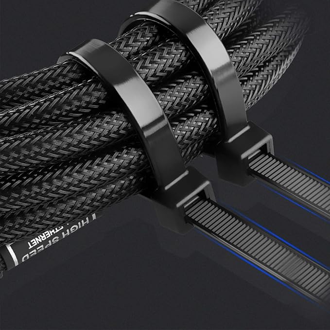 Green Jem Releasable and Reusable Cable Ties Black 300mm x 8mm Pack of 10 HW10QR300B | Loop Tensile Strength 48Kg | Simple to Install and Release