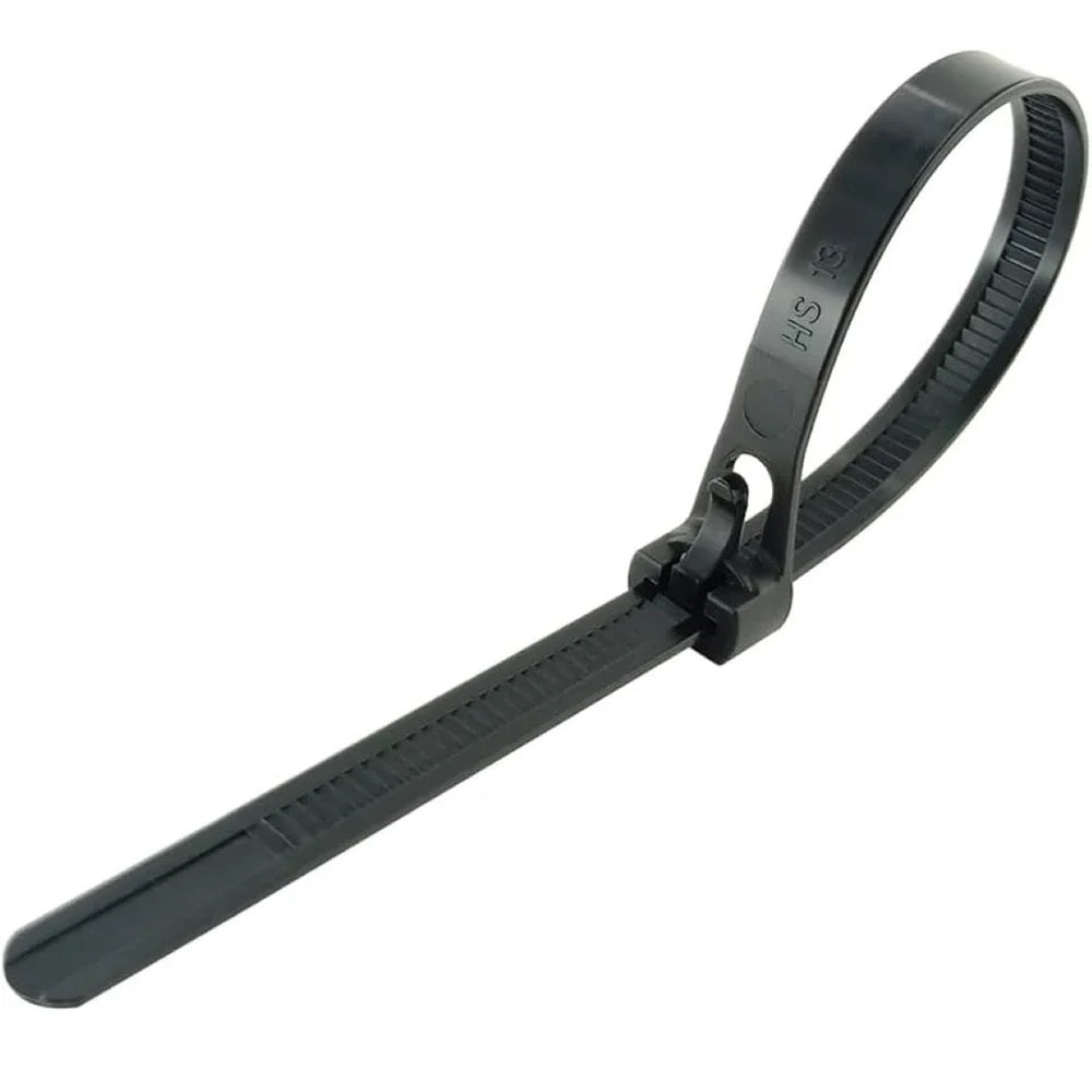 Green Jem Releasable and Reusable Cable Ties Black 300mm x 8mm Pack of 10 HW10QR300B | Loop Tensile Strength 48Kg | Simple to Install and Release