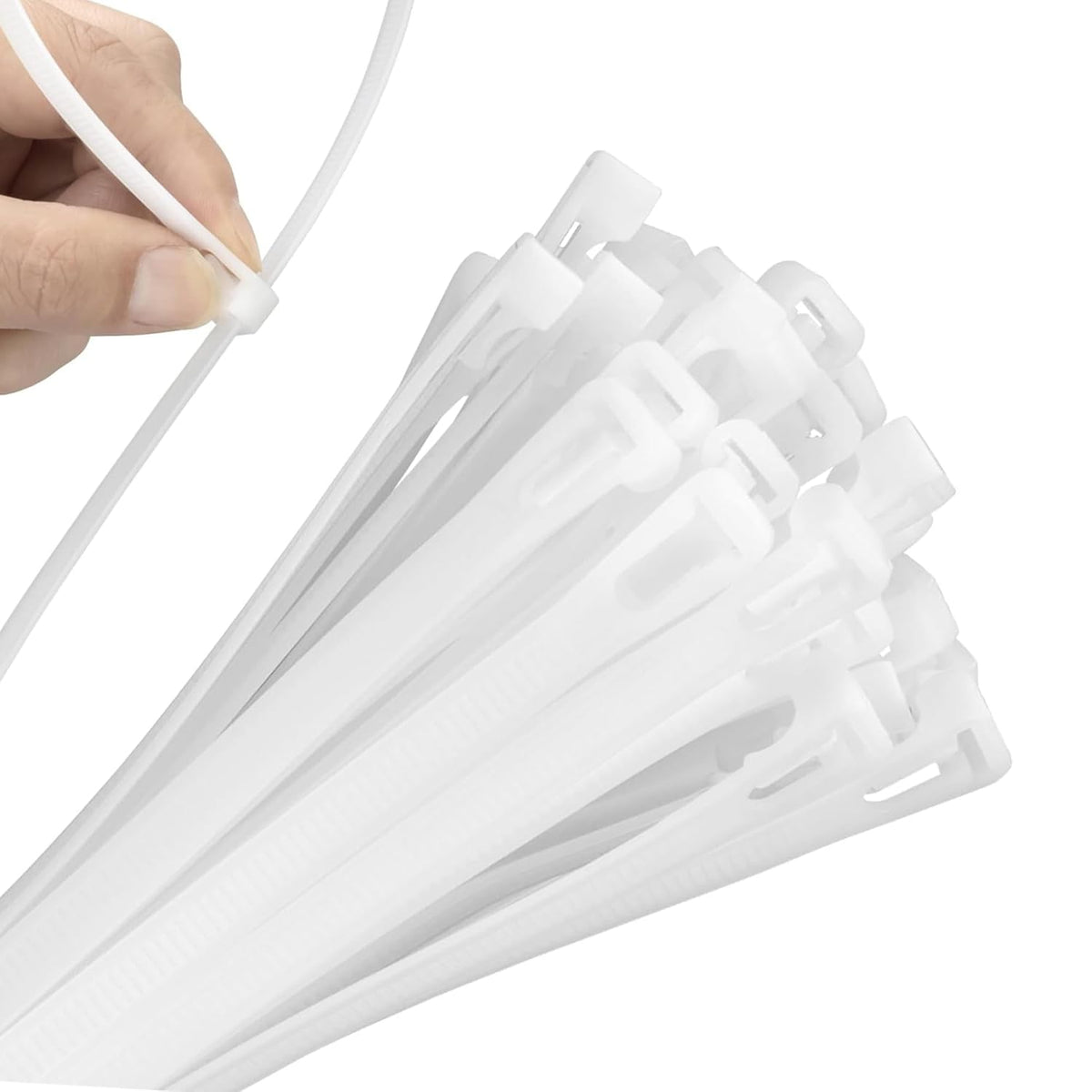 Green Jem Releasable and Reusable Cable Ties Natural 300mm x 8mm Pack of 10 HW10QR300N | Loop Tensile Strength 48Kg | Simple to Install and Release
