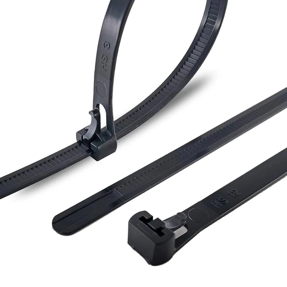Green Jem Releasable and Reusable Cable Ties Black 200mm x 5mm Pack of 10 HW10QR200B | Loop Tensile Strength 26Kg | Simple to Install and Release