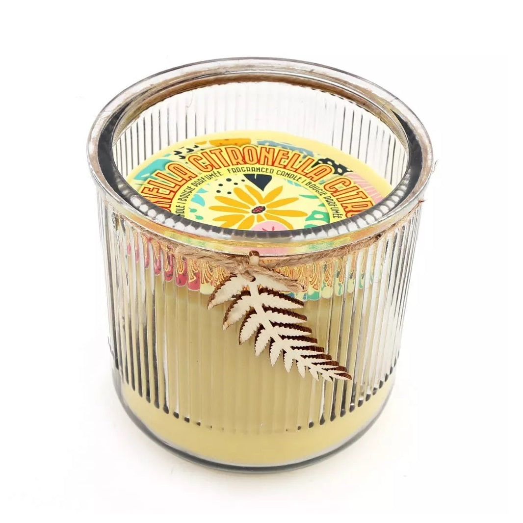 Sifcon Citronella Glass Candle Yellow 12cm x 12cm OL0162