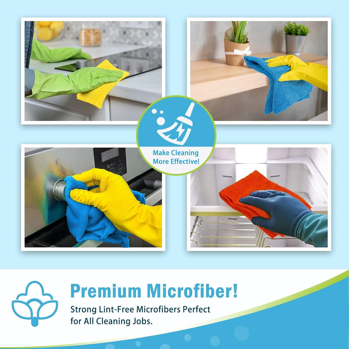 Bettina Microfibre Cleaning Cloths Assorted Colours Pack of 4 B510 | Highly Absorbent and Lint-Free | Multipurpose for Kitchen-Home and Car | Streak-Free Shine | Durable and Reusable