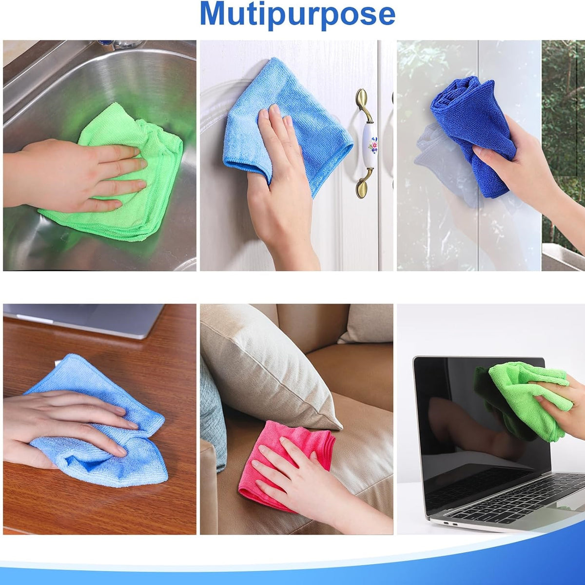 Bettina Microfibre Cleaning Cloths Assorted Colours Pack of 4 B510 | Highly Absorbent and Lint-Free | Multipurpose for Kitchen-Home and Car | Streak-Free Shine | Durable and Reusable