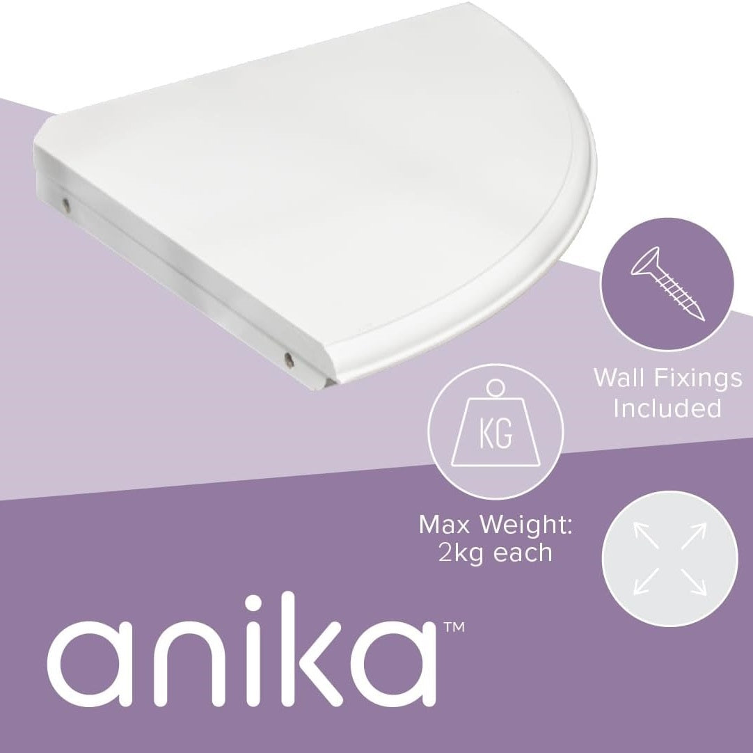Anika Space-Saving Floating Corner Shelf with Wall Fixings White 28.5cm x 28.5cm 66809 | 2Kg Capacity
