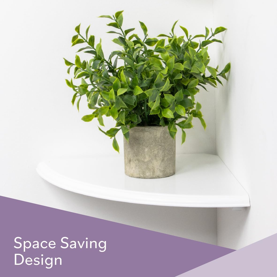 Anika Space-Saving Floating Corner Shelf with Wall Fixings White 28.5cm x 28.5cm 66809 | 2Kg Capacity