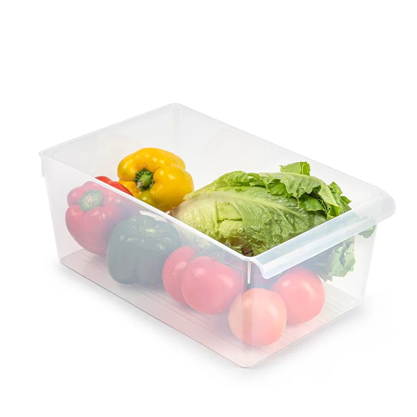 Plasticforte Frosted Fridge Organiser No.14 Transparent 37cm x 23cm x 15cm 14003 | Kitchen Organizer for Fruits-Vegetables and Pantry Items