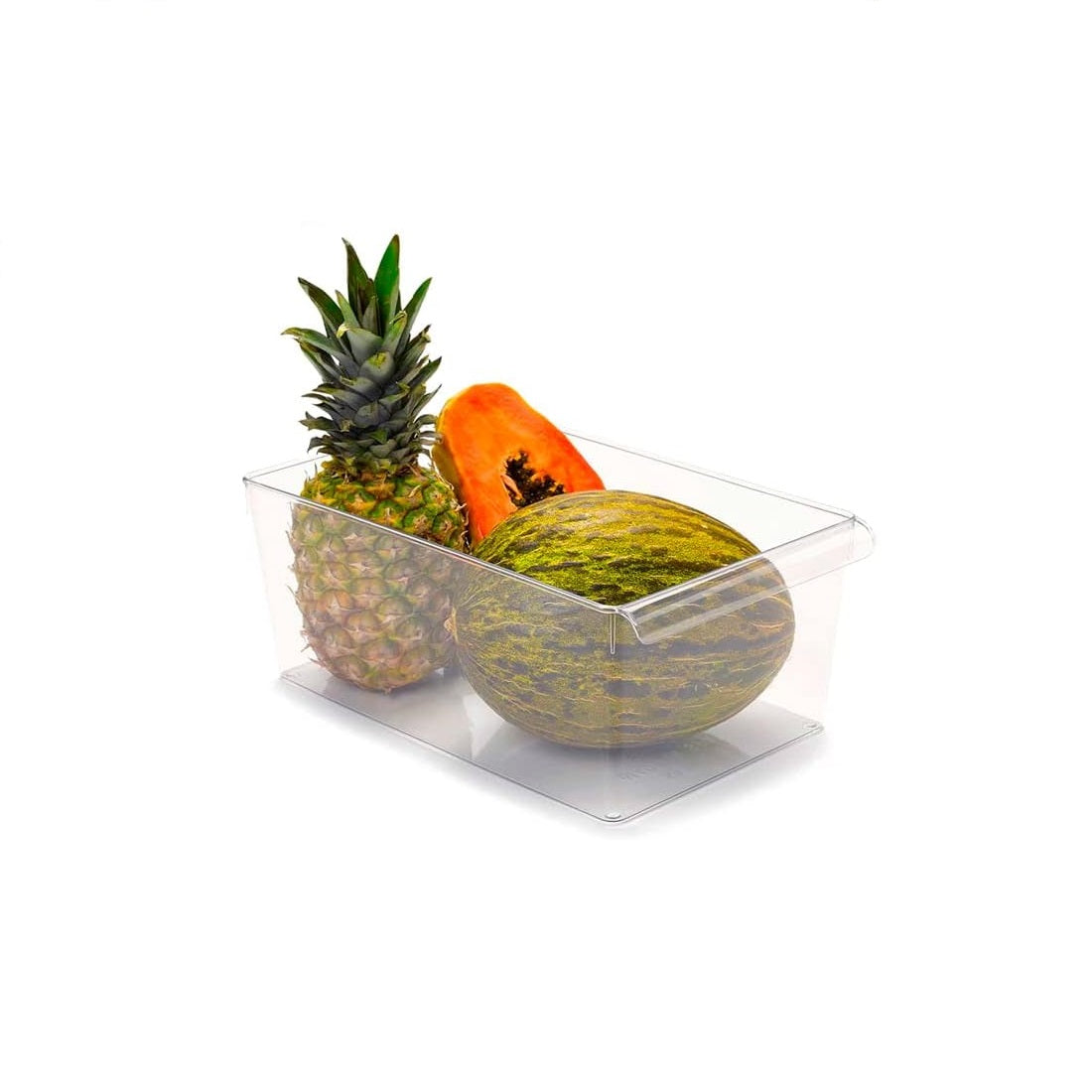 Plasticforte Frosted Fridge Organiser No.14 Transparent 37cm x 23cm x 15cm 14003 | Kitchen Organizer for Fruits-Vegetables and Pantry Items