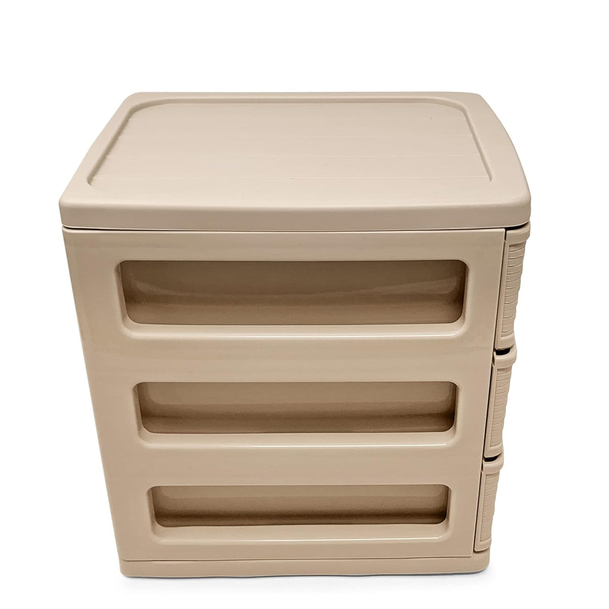 Plasticforte 3-Tier Rattan Storage Sliding Drawer Unit Beige 7cm x 13.5cm x 17cm 117167H | Organizer for Home-Office and Bedroom