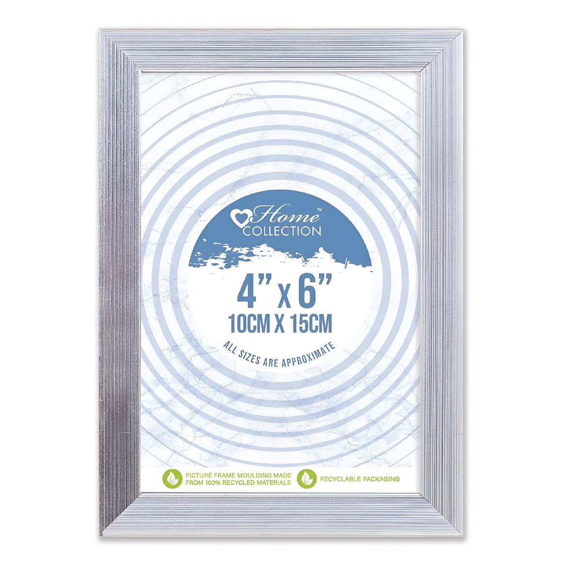 Design Group Cambridge Glass Frame Silver 4-Inch x 6-Inch BDAP-2 | Made from 100 Percent Recycled Materials