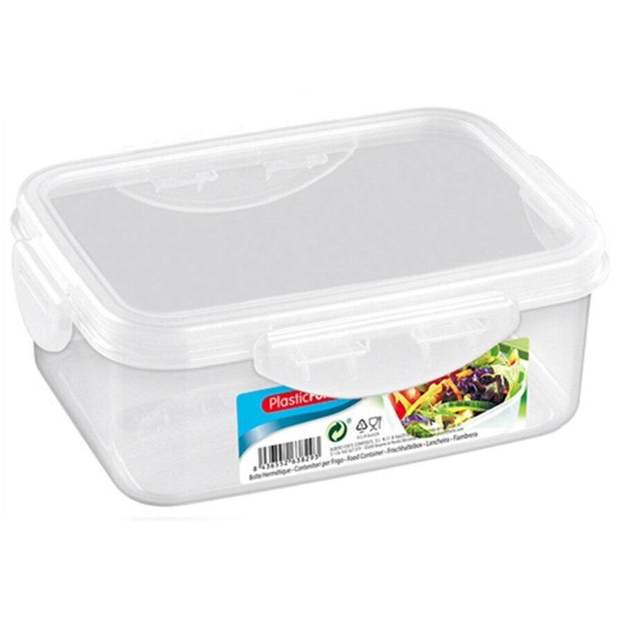 PlasticForte Rectangular Food Container with Clip Lid Transparent 2Ltr 11679