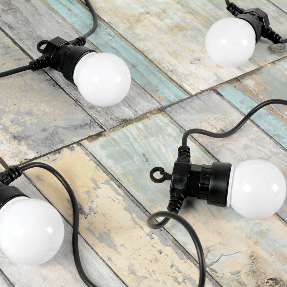 Lyyt Outdoor LED Festoon Lights Warm White 10Mtr Pack of 10 880g 155.680UK | Weatherproof String | Lights for Garden-Parties and Events | Connectable Up to 12 Sets | IP44 Rated Adapter | Durable and Energy Efficient | Power Cable Length - 5.2Mtr