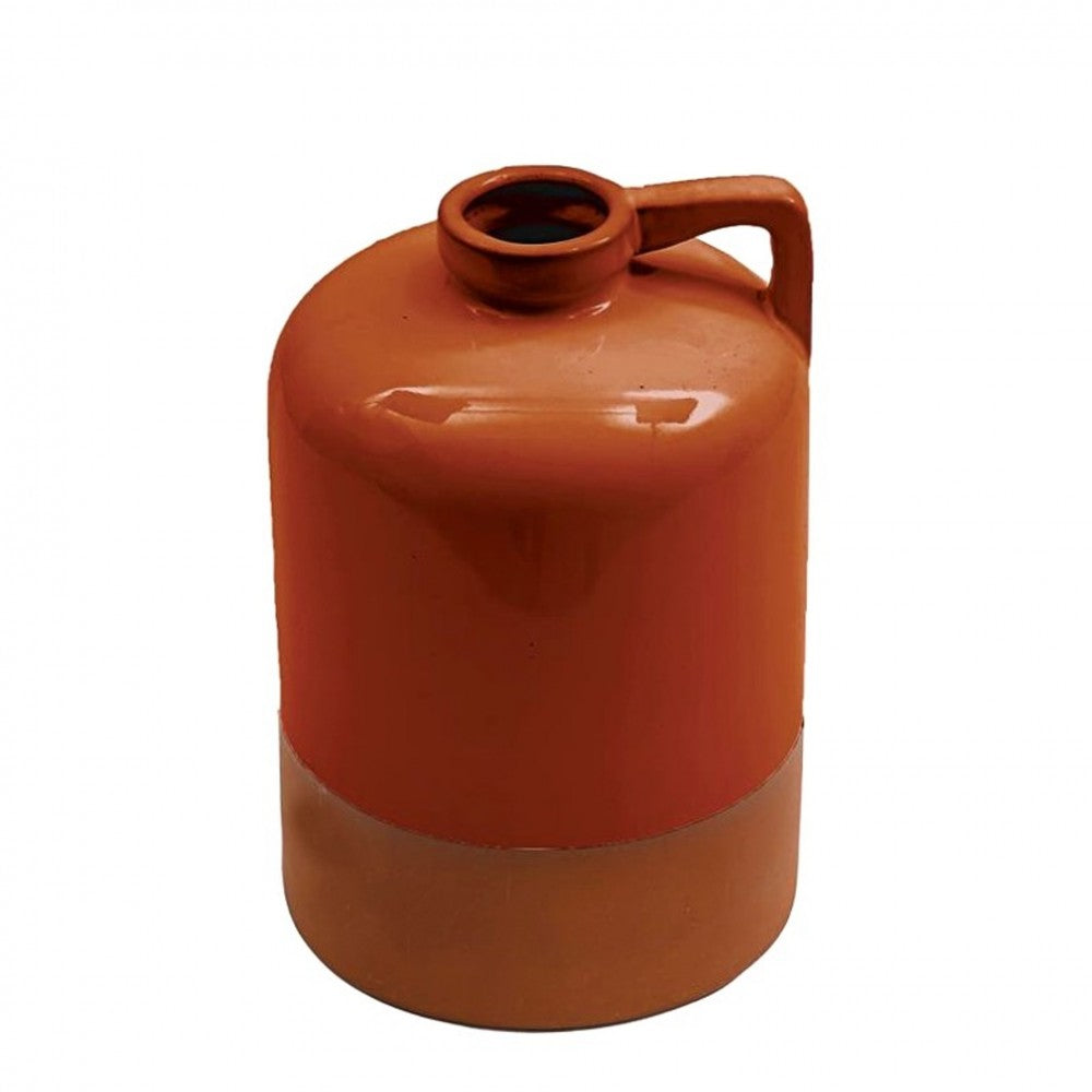 SiL Summer Jug-Style Decorative Tile Vase Terracotta and Brown with Handle 12cm x 12cm x 23cm OL0312 | For Both Home and Office Decor