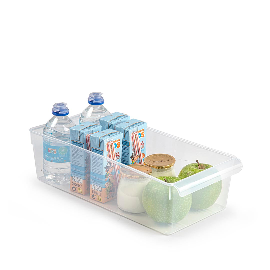 Plasticforte Frosted Fridge Organiser No.11 Transparent 18cm x 37cm x 10cm 14001 | Kitchen Organizer for Fruits-Vegetables and Pantry Items | Reusable