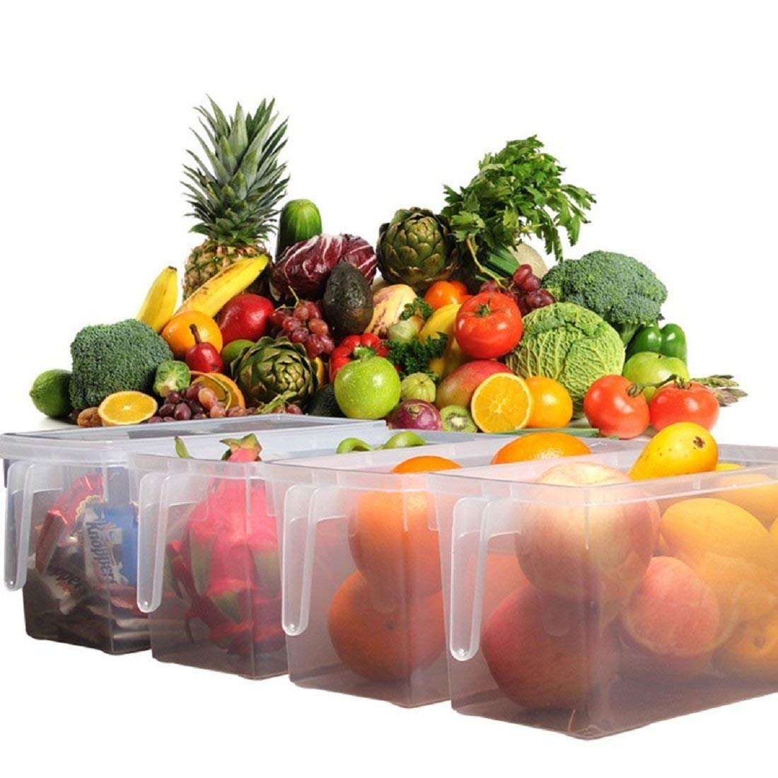Plasticforte Frosted Handy Fridge Organiser Transparent 15cm x 29cm x 12cm 12807 | Kitchen Organizer for Fruits-Vegetables and Pantry Items | Reusable