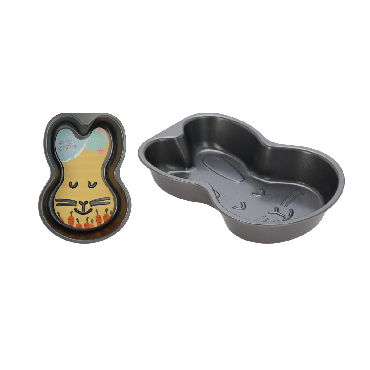 Happy Easter La Cucina Non-Stick Easter Bunny Cake Tin Black 25cm x 18cm x 4.5cm 170491470 | Rabbit-Shaped Baking Mold | For Festive Cakes and Desserts