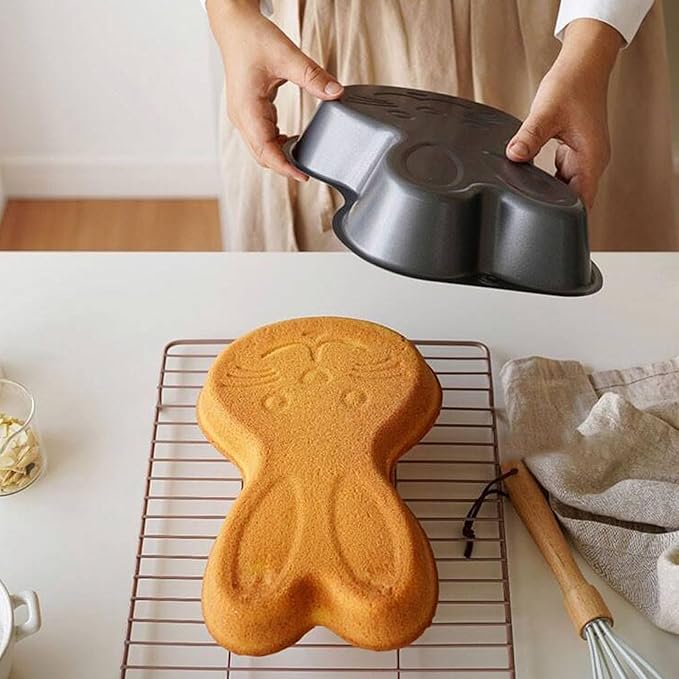 Happy Easter La Cucina Non-Stick Easter Bunny Cake Tin Black 25cm x 18cm x 4.5cm 170491470 | Rabbit-Shaped Baking Mold | For Festive Cakes and Desserts