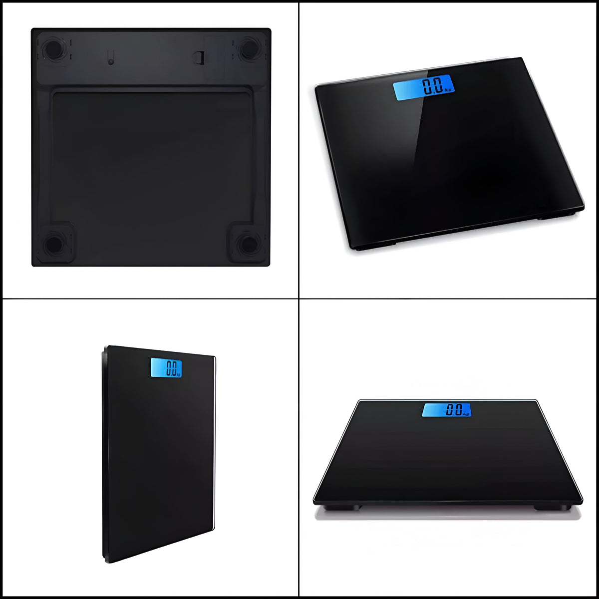 Kingavon Digital Bathroom Scales Black 26cm x 26cm x 2cm DS092 | LCD Display | Auto 0n/off | Low Power/Overload Indicator | Lightweight | Max Loading