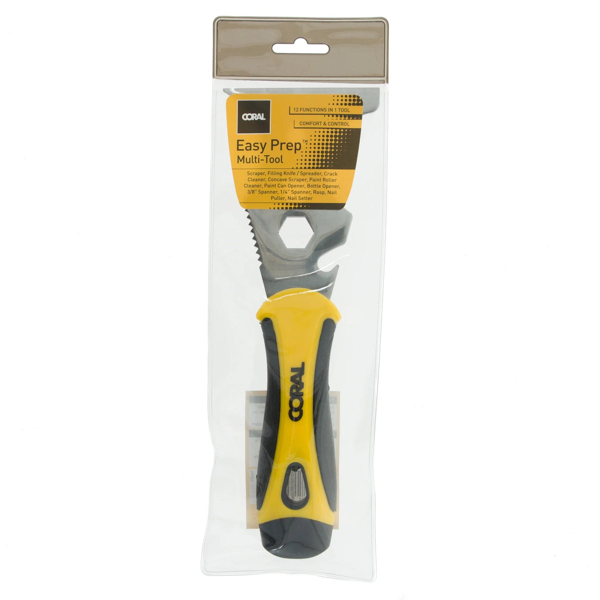 Coral Easy Prep Multi-Tool Yellow and Black 54401 | 12 Functions in 1 Tool | Comfort and Control
