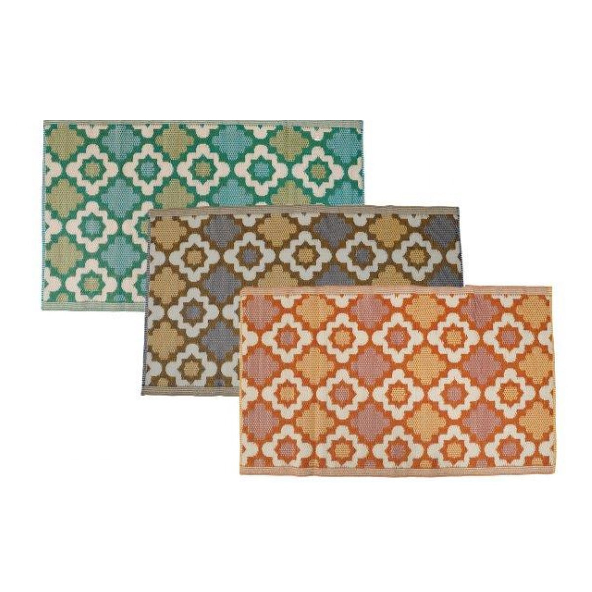 SiL Geometric Pattern PP Mat Assorted Colours 120cm x 180cm Pack of 1 TX1449 | Indoor and Outdoor Use | Stylish Woven Design for Home and Garden